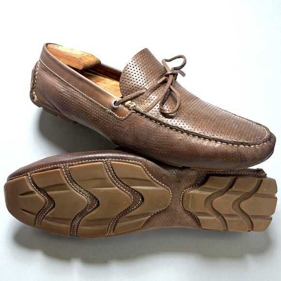 Peter Millar Brown‎ Perforated Leather Moccasin Styled Driver Loafer main image 4